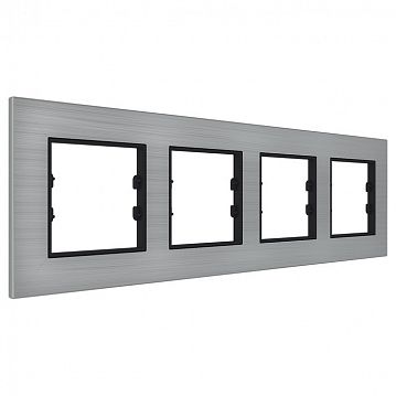 ITR704-0100 4 Gang - Natural Aluminium Eloxal Matt Brushed Frame - Anthracite Plastic Interior Part  - фотография 3