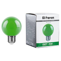 25907 Лампа светодиодная,  (3W) 230V E27 зеленый G60, LB-371