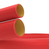 120990 Двустенная труба ПНД гибкая для кабельной канализации д.90мм без протяжки, SN8, 500Н, в бухте 50м, цвет красный (упак. 50М)
