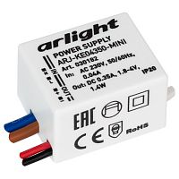 030182 Блок питания ARJ-KE04350-MINI (1.4W, 350mA) (Arlight, IP20 Пластик, 5 лет)