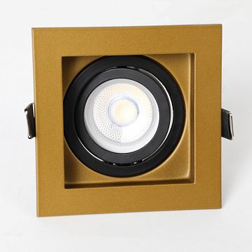 2791-1C Retro врезной светильник L100*W100*H90, 1*LED*7W, 560LM, 4000K, included; врезной светильник, каркас цвета латунь в сочетании с черным, поворотный спот  - фотография 6