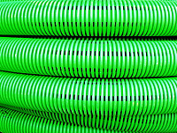 140990 Двустенная труба ПНД гибкая дренажная д.90мм, SN6, перфорация 360 град., в бухте 50м, цвет зеленый (упак. 50М)