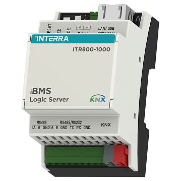 ITR800-1000 iBMS Сервер интеграции и автоматизации, логический контроллер. Работа с протоколами KNX, Modbus, BACnet, TCP/IP. Встроенные интерфейсы KNX-TP, RS-485, RS-485/RS-232, Ethernet, питание 24В или PoE, на DIN рейку, 3ТЕ  - фотография 2