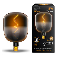 1008802105 Лампа Gauss Filament V140 5W 200lm 1800К Е27 black-clear flexible LED 1/6