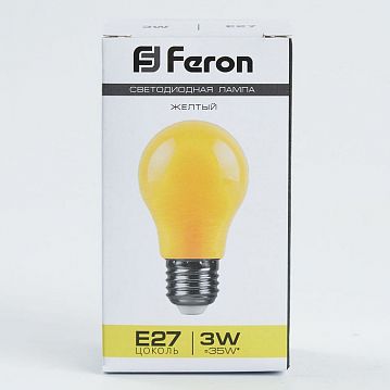 25921 Лампа светодиодная, (3W) 230V E27 желтый A50, LB-375  - фотография 4