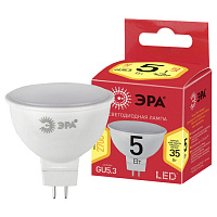 Б0019060 Лампочка светодиодная ЭРА RED LINE ECO LED MR16-5W-827-GU5.3 GU5.3 5Вт софит теплый белый свет