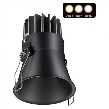 358909 358909 SPOT NT22 268 черный Встраиваемый светодиодный светильник с переключателем цветовой температуры IP20 LED 3000К|4000К|6000К 12W 220V LANG