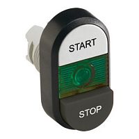 1SFA611148R1102 Кнопка двойная MPD19-11G (белая/черная-выступающая) зеленая линз а с текстом (START/STOP)