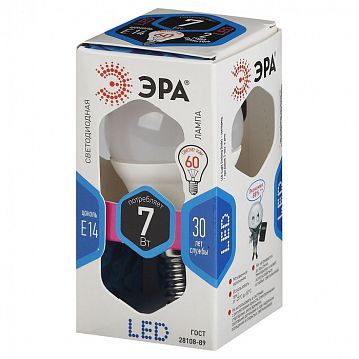 Б0020551 Лампочка светодиодная ЭРА STD LED P45-7W-840-E14 E14 / Е14 7Вт шар нейтральный белый свет  - фотография 2