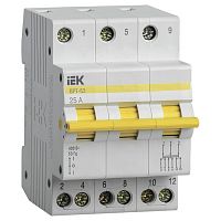 MPR10-3-025 Выключатель-разъединитель трехпозиционный ВРТ-63 3P 25А IEK