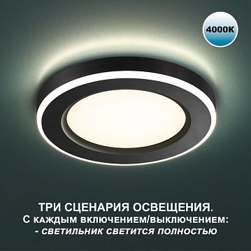 359013 359013 SPOT NT23 черный Светильник встраиваемый светодиодный (три сценария работы) IP20 LED 4000К 6W+3W 100-265V 630Лм SPAN  - фотография 3