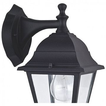 1813-1W Leon уличный светильник D200*W150*H315, 1*E27*60W, IP44, excluded; металл черного цвета, плафон из прозрачного стекла  - фотография 2