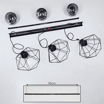 43483 43483 Подвес VERNHAM, 3х60W(E27), L905, H1100, сталь, черный/ стекло с напыл, черный-прозрачн.  - фотография 7