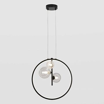 LSP-7089 Подвесной светильник, цвет основания - черный, плафон - стекло (цвет - прозрачный), 3+1х3х25+13W G9+LED