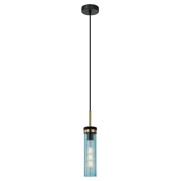 LSP-8867 Подвесной светильник, цвет основания - черный, плафон - стекло (цвет - голубой), 1х9W E27