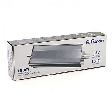 48061 Трансформатор электронный для светодиодной ленты 200W 12V IP67 (драйвер), LB007 FERON  - фотография 6