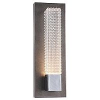 Groove настенный светильник D95*W120*H355, 1*LED*4,8W, 432LM, 3000K, included; каркас окрашен в серебряный цвет с черной патиной, с элементами цвета хром, плафон из узорного стекла, 2082-1W