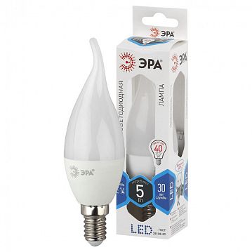 Б0027968 Лампочка светодиодная ЭРА STD LED BXS-5W-840-E14 E14 / Е14 5Вт свеча на ветру нейтральный белый свет