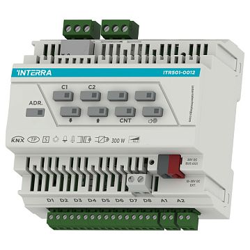 ITR501-0012 Универсальный диммер KNX, 2-канальный, 300/250 Вт на канал, 8 цифровых и 2 аналоговых входа, защита от перегрева и короткого замыкания, ручное управление, на DIN рейку  - фотография 2