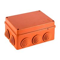43209HF JBS150 Коробка огн. E110, о/п 150х110х70мм, без галогена,10 вых., IP55, 4Р, (1,5-10 мм2), цвет оранж. Экопласт