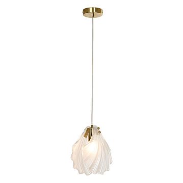 LSP-8834 Подвесной светильник, цвет основания - блестящее золото, плафон - стекло (цвет - белый), 1х40W E14