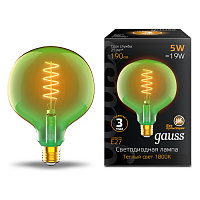 1012802105 Лампа Gauss Filament G125 5W 190lm 1800К Е27 green flexible LED 1/10