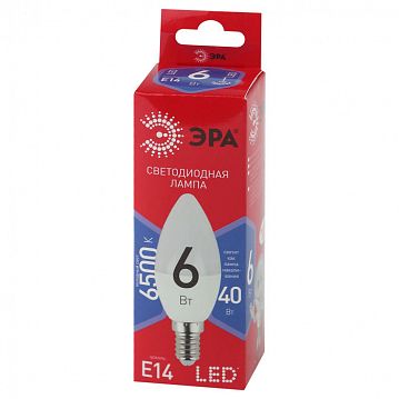 Б0045339 Лампочка светодиодная ЭРА RED LINE LED B35-6W-865-E14 R Е14 / E14 6 Вт свеча холодный дневной свет  - фотография 2