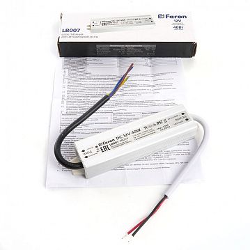 48054 Трансформатор электронный для светодиодной ленты 40W 12V IP67 (драйвер), LB007 FERON  - фотография 5