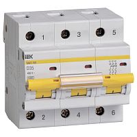 MVA40-3-035-D Автоматический выключатель IEK ВА47-100 3P 35А (D) 10кА, MVA40-3-035-D