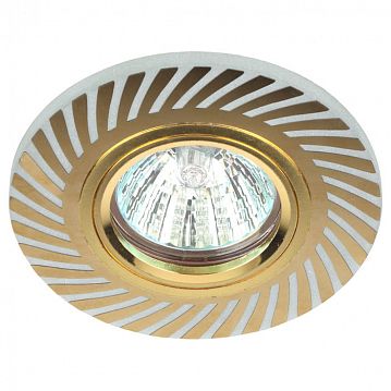 Б0048936 DK LD39 WH/GD /1 Светильник ЭРА декор cо светодиодной подсветкой MR16, белый/золото (50/1500)  - фотография 3