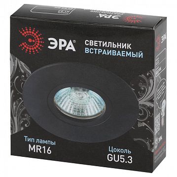Б0054345 Встраиваемый светильник алюминиевый ЭРА KL83 BK MR16/GU5.3 черный  - фотография 2