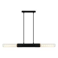 LSP-8790 Линейно-Подвесной светильник, цвет основания - черныйбронзовый, плафон - стекло (цвет - прозрачный), 2х9W E27