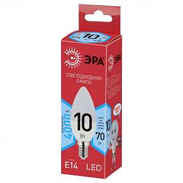 Б0032963 Лампочка светодиодная ЭРА RED LINE ECO LED B35-10W-840-E14 E14 / Е14 10Вт свеча нейтральный белый свет  - фотография 3