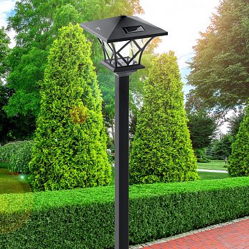 Б0007513 SL-PL155-PST ЭРА Садовый светильник на солнечной батарее, пластик, черный, 155 см (6/72)  - фотография 3