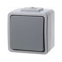 307605 Одноклавишный выключатель цвет: светло-серый/серый Aquatec IP44