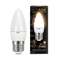 103102110 Лампа Gauss Свеча 9.5W 890lm 3000К E27 LED 1/10/100