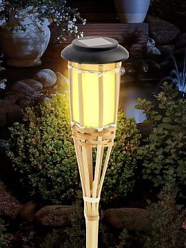 Б0053382 Светильник уличный ЭРА ERASF22-24 Факел бамбук на солнечных батареях садовый 56 см  - фотография 6