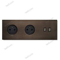 0432-05 Рамка  3-постовая - power + USB outlet - bronze