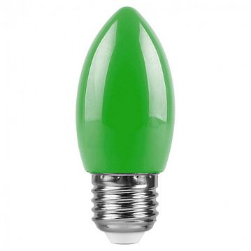25926 Лампа светодиодная,  (1W) 230V E27 зеленый C35, LB-376  - фотография 2