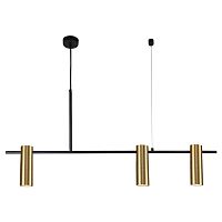 3091-3P Shanku потолочная люстра L990*W80*H560/1000, 3*GU10*35W, excluded; каркас черного матового цвета, плафоны цвета латуни, лампу GU10 можно менять, 3091-3P