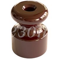 GE70025-04 Изолятор фарфоровый для наружного монтажа витой электропроводки, D18,5х24мм, цвет -коричневый, ТМ МезонинЪ (40 шт /уп)