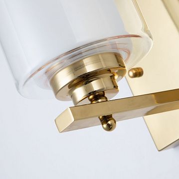 2963-1W Plexus настенный светильник D150*W235*H270, 1*E27*40W, excluded; каркас золотого цвета, внутренний плафон из белого стекла, внешний плафон из прозрачного стекла, 2963-1W  - фотография 5