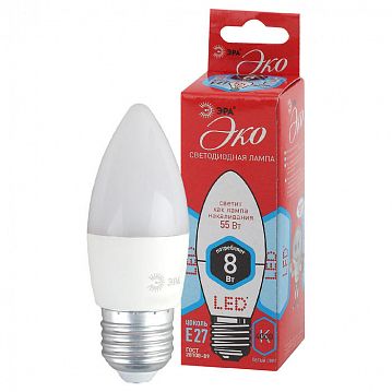 Б0030021 Лампочка светодиодная ЭРА RED LINE ECO LED B35-8W-840-E27 E27 / Е27 8Вт свеча нейтральный белый свет