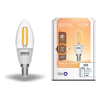 1230112 Лампа Gauss Smart Home Filament С35 4,5W 495lm 2700К E14 диммируемая LED 1/10/40