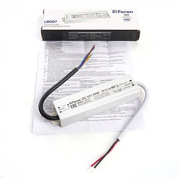 48053 Трансформатор электронный для светодиодной ленты 30W 12V IP67 (драйвер), LB007 FERON  - фотография 5