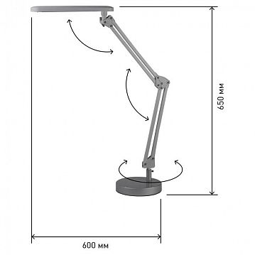 Б0008001 Настольный светильник ЭРА NLED-440-7W-S светодиодный на струбцине и с основанием серебро, Б0008001  - фотография 7