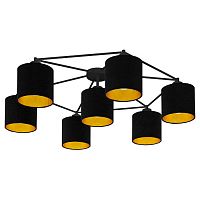 97895 Потолочный светильник STAITI, 7х40W (E27), Ø840, H235, сталь, черный / текстиль, черный, золот, 97895
