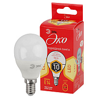 Б0032968 Лампочка светодиодная ЭРА RED LINE ECO LED P45-10W-827-E14 E14 / Е14 10Вт шар теплый белый свет