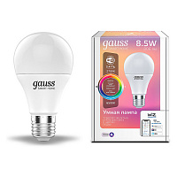 1170112 Лампа Gauss Smart Home A60 8,5W 806lm 2700-6500К E27 RGBW+изм.цвет.темп.+диммирование LED 1/10/40