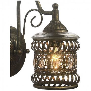 1621-1W Arabia настенный светильник D210*W130*H230, 1*E14*40W, excluded; золотисто-коричневый цвет металла, хрусталь высшего качества, 1621-1W  - фотография 3